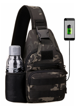 守护者胸包男女通用单肩斜挎包户外休闲运动战术腰包USB充电挎包