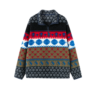 AR民族系列摇粒绒卫衣t恤女长袖秋冬复古套头衫加厚保暖休闲上衣