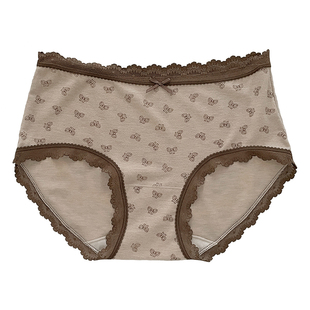 甜欲小仙女~蕾丝边内裤女生纯棉全棉裆秋冬新款中腰三角裤头