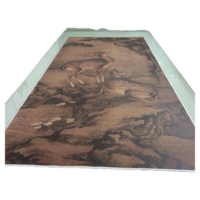 沈铨受天白禄图古代书画雄鹿国画真迹微喷仿古画芯装裱挂轴装饰画