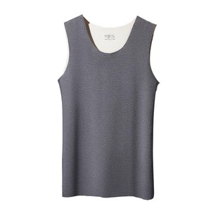 雅鹿男士保暖背心男款无痕打底衫内搭防寒羊绒蚕丝发热上衣冬季