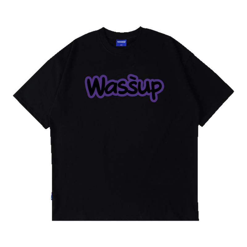 WASSUP美式纯棉字母印花短袖T恤