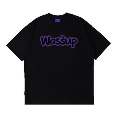 WASSUP美式纯棉字母印花短袖T恤