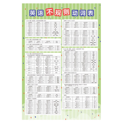 过去式风复数不规则挂图表形容词