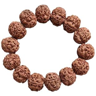 尼泊尔大金刚菩提手串梅花爆肉双龙纹5五瓣6六瓣男红黄皮原籽佛珠