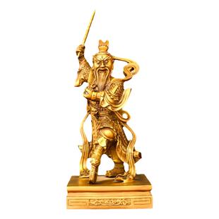 纯黄铜王灵官摆件王天君铜像三眼灵官护法雷公火神大号家居工艺品
