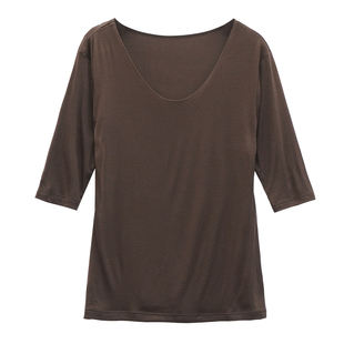 胖mm五分袖舒适T恤木子理想大码女装秋季高弹气质合体打底衫200斤