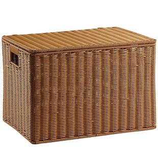 Kens北欧风特大号仿藤编收纳箱盒筐家用衣服箱子搬家储物神器带盖