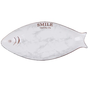 新款创意简约鱼盘子家用大号长方形餐盘蒸鱼盘子北欧烤鱼盘可微波