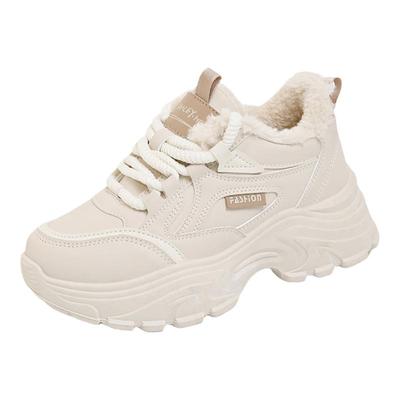 杨幂同款真皮加绒厚底老爹鞋女