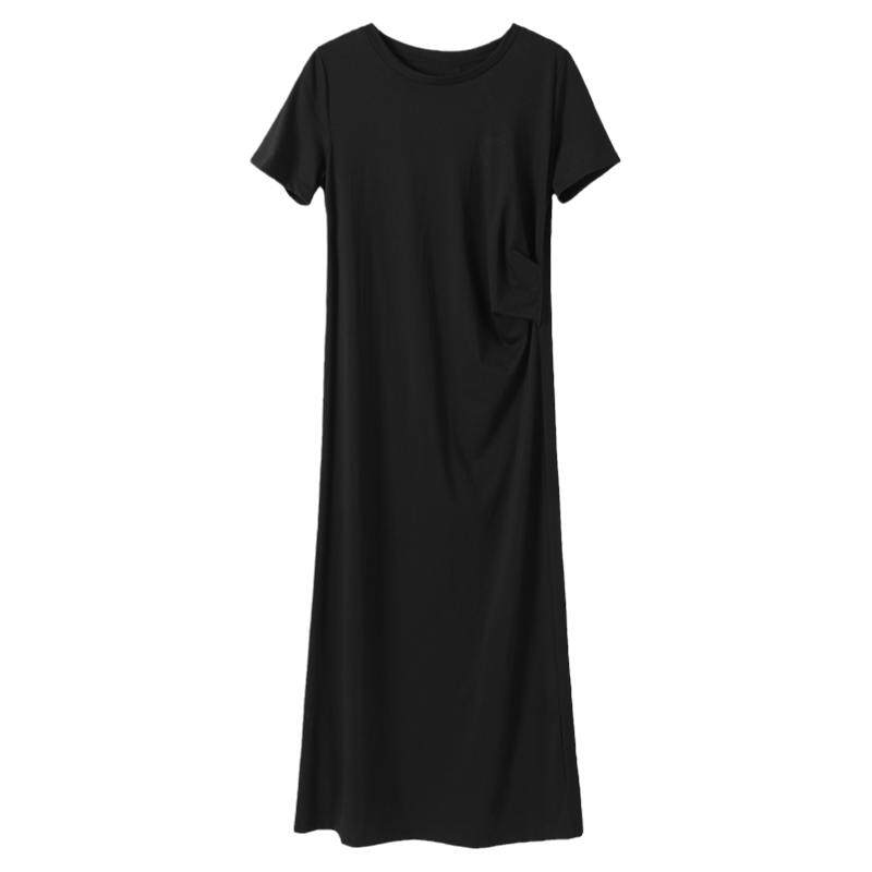 t恤裙女夏绿色连衣中长裙