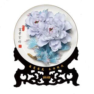洛阳李学武牡丹瓷盘摆件家居装饰陶瓷工艺品公司会议乔迁高档礼品