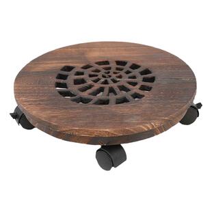 家用实木移动托盘底座万向轮滚轮带接水盘盆景托台盆栽架花盘架