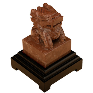 天然玉石火麒麟官印玉玺印章帅印办公礼品中式客厅玄关办公桌摆件