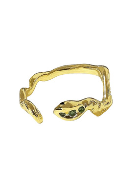 金光绿头小蛇戒指女轻奢时尚感