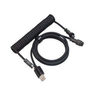 战蛛 黑色航插线 客制化机械键盘数据线螺旋线加强筋type-c编织线