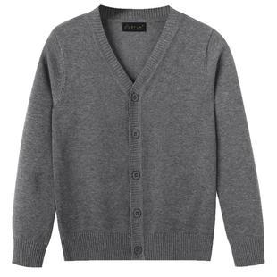 儿童针织开衫毛衣男童男孩2025新款扣子女童宝宝外套春秋薄款白色