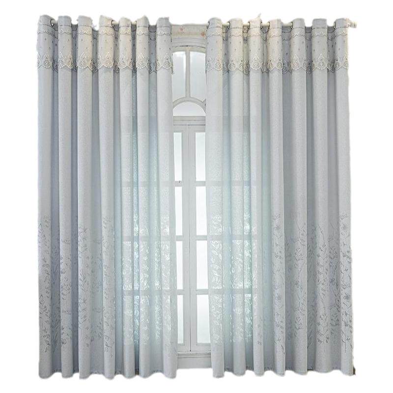 现代轻奢大气防晒半遮光加厚窗纱客厅卧室遮阳灰色纱帘不透人阳台