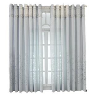 现代轻奢大气防晒半遮光加厚窗纱客厅卧室遮阳灰色纱帘不透人阳台