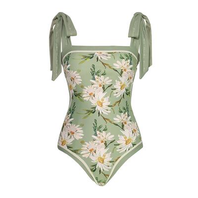 VisualMood双面印花绿连体泳衣