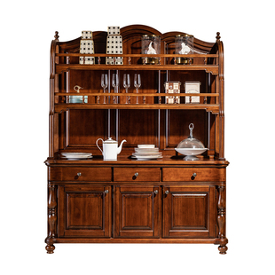 别墅美式风实木餐边柜酒柜家用餐厅家具靠墙厨房碗碟柜储物置物架