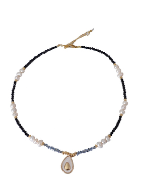 XMR天然贝母牛油果珍珠项链