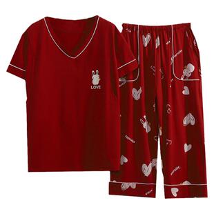 孕妇产后坐月子睡衣夏天大码200斤纯棉短袖哺乳家居服外穿可调节