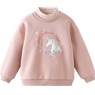 戴维贝拉儿童加绒卫衣女2026冬装装新款男童衣服女童高领上衣童装