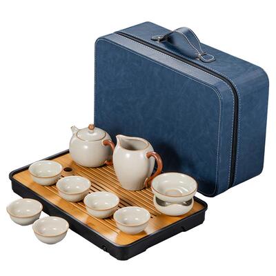 容山堂米黄汝窑整套功夫茶具