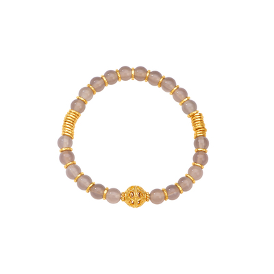 明牌珠宝硬金烟云珠梦手串 黄金镂空金珠玉髓镶嵌足金手链AFK0423