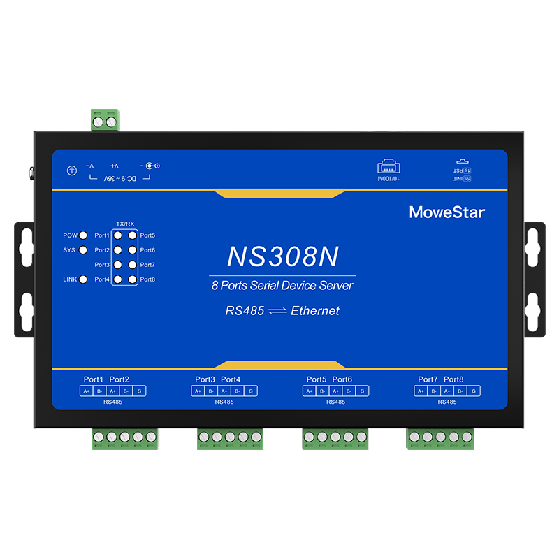 【MoweStar】移星工业级多串口服务器8口RS485转以太网RJ45网口模块Modbus TCP桌面式物联网通讯网关NS308N