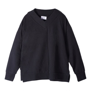 春季新品 桑妮库拉/Sunny clouds 女式纯棉V领落肩卫衣（碳灰）