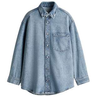 HM女装衬衫春季Feather Soft大廓形牛仔衬衫1260480