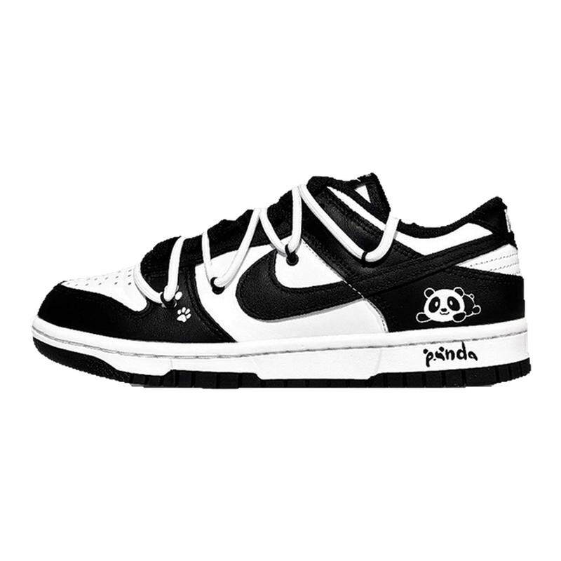 定制球鞋Nike Dunk大熊猫 Vibe风解构手绘涂鸦低帮板鞋男款黑白