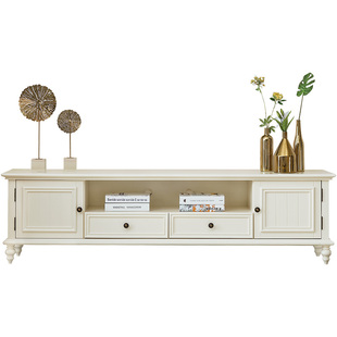美式实木电视柜茶几2026年新款奶油风白色复古田园简欧小户型家具