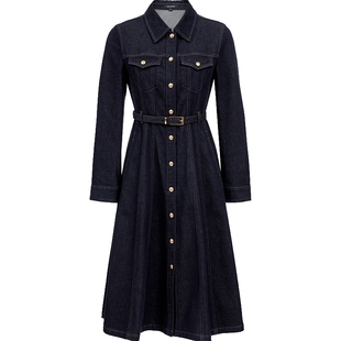 Vero Moda连衣裙2025秋冬新款含棉牛仔风复古牛仔裙女325442004