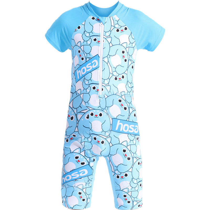 浩沙儿童连体平角防晒专业游泳衣