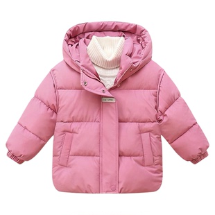 童装2025新款女童羽绒棉服男童洋气冬装宝宝加厚连帽短款棉衣外套
