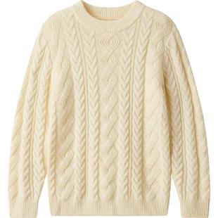 红豆儿童纯羊毛衫加厚男女童秋冬新款毛衣麻灰套头100%羊毛打底M