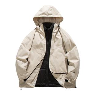 阿于呆冬季三合一白鸭绒连帽羽绒服女加厚保暖可拆卸内胆冲锋衣男