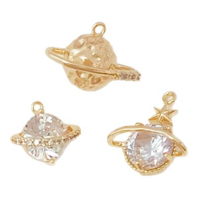 保色镶锆石水晶星球吊坠