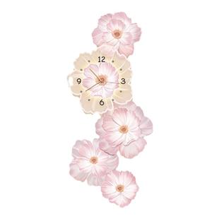 奶油风牡丹花朵钟表挂钟客厅大气2026新款创意玄关装饰画时钟挂墙