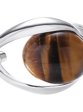 小众复古虎眼石椭圆戒指女高级感指戒2025新款美拉德开口指环原创