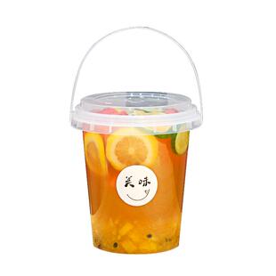 水果茶桶杯一次性霸王桶大容量手提奶茶桶杯子冰糖雪梨烤梨