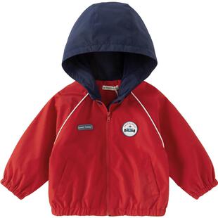 戴维贝拉儿童外套2026新款秋装男童防水红色上衣宝宝休闲运动夹克
