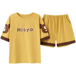 睡衣女夏运动可爱韩版学生短袖薄款宽松两件套装春秋家居服可外穿