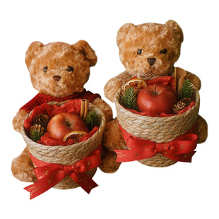 圣诞节礼物平安夜苹果礼盒子包装袋创意儿童礼品袋装饰小熊抱抱桶