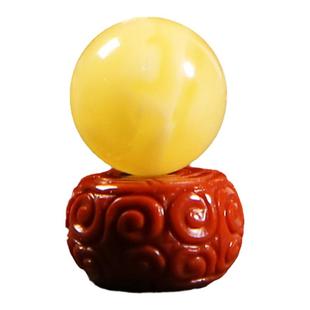 天然原矿俄料蜜蜡圆珠子单颗 文玩手串配饰 顶珠配珠散珠单珠保真