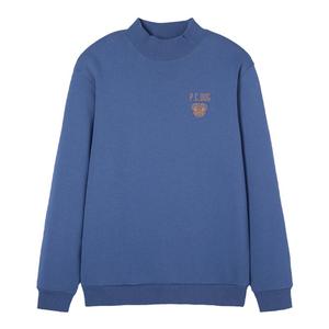 拓路者加绒半高领男式卫衣秋冬新款加厚保暖长袖套头衫时尚印花