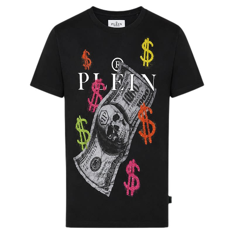 PHILIPP PLEIN 2026年新款男士休闲短袖美式骷髅印花宽松圆领T恤